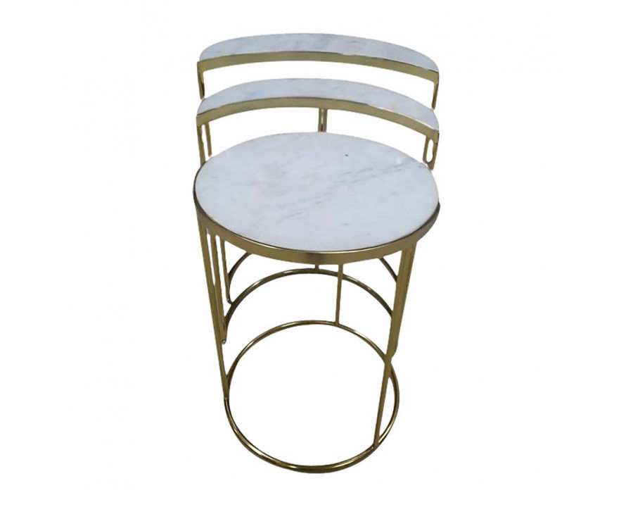 Sagebrook - Marble Top Crescent Side Table Set in Gold