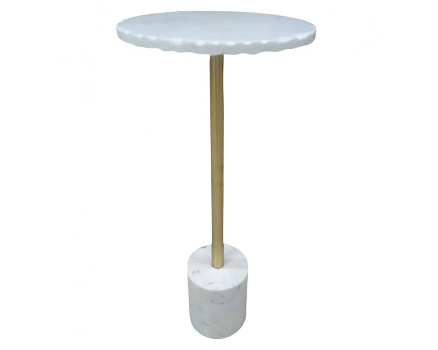 Sagebrook - Marble Top Rough Edge Marble Base Accent Table in White/Gold