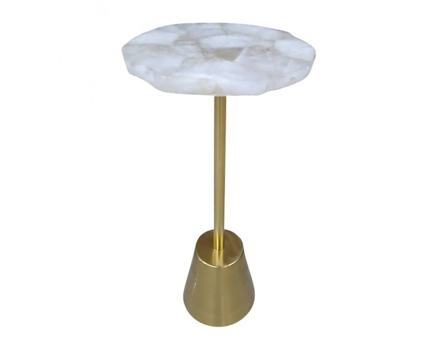 Sagebrook Agate Top Rough Edge Accent Table - White/Gold