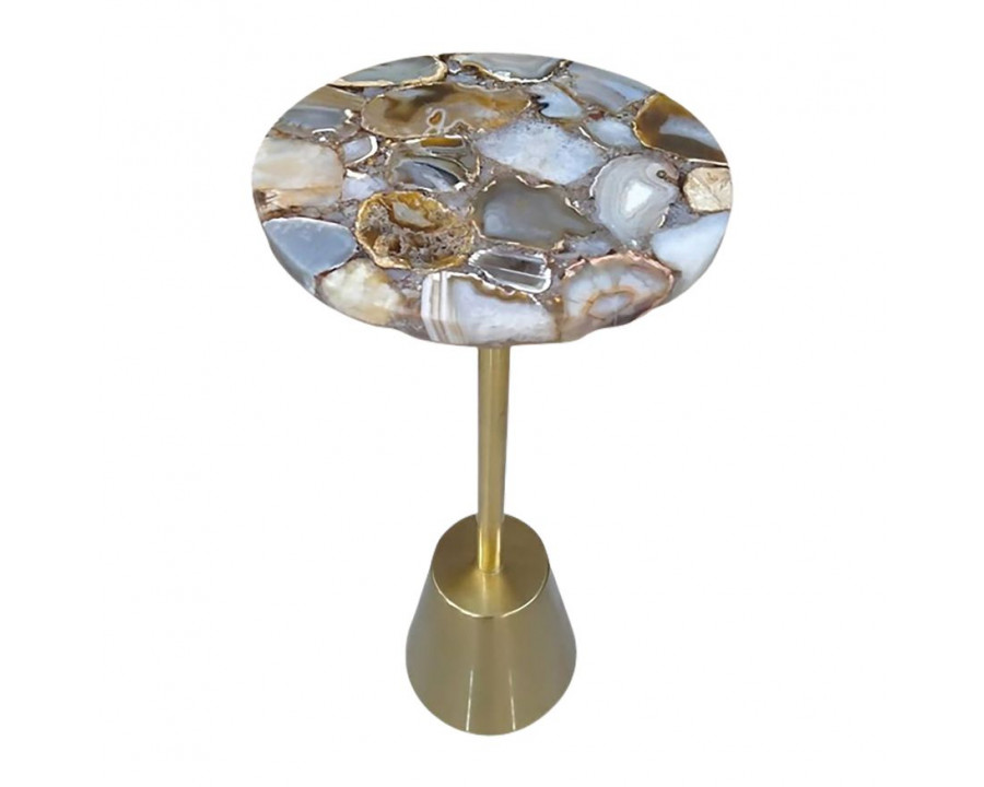 Sagebrook Agate Top Polished Edge Accent Table - Gold