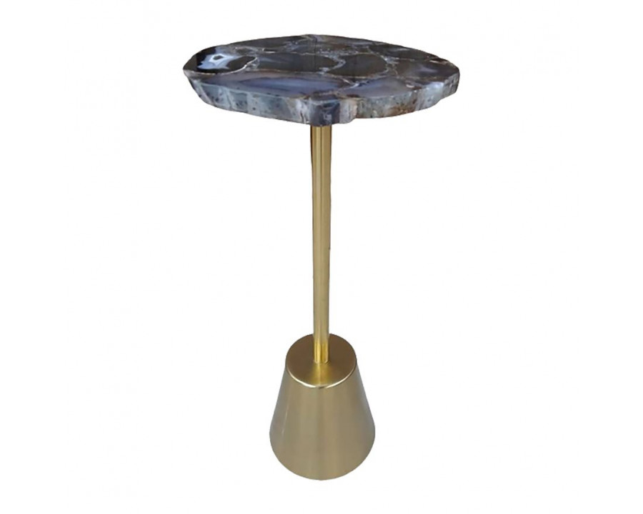 Sagebrook - Agate Top Rough Edge Accent Table in Gold