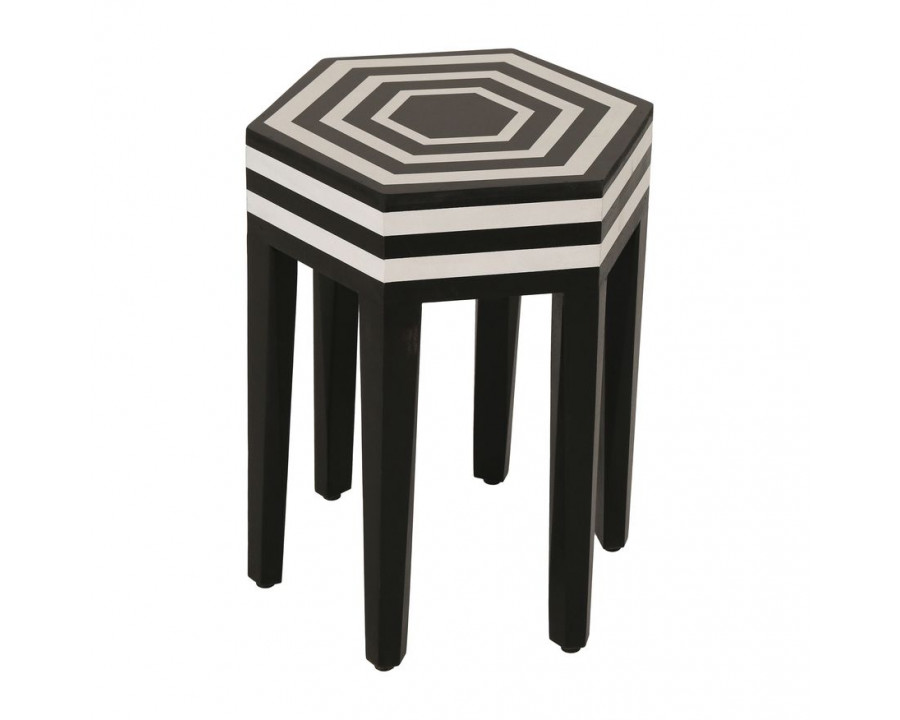 Sagebrook - Hexagon Side Table in Black/White