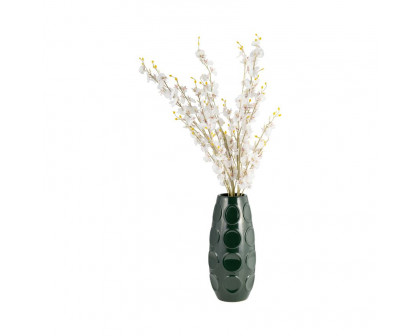 Sagebrook 13" Stoneware Circle Embossed Vase - Forest Green