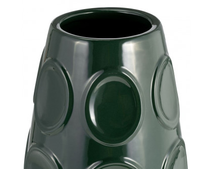 Sagebrook 13" Stoneware Circle Embossed Vase - Forest Green