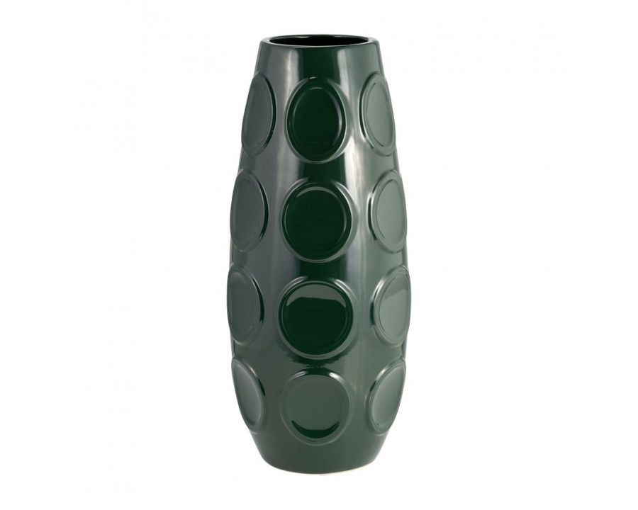 Sagebrook 17" Stoneware Circle Embossed Vase - Forest Green