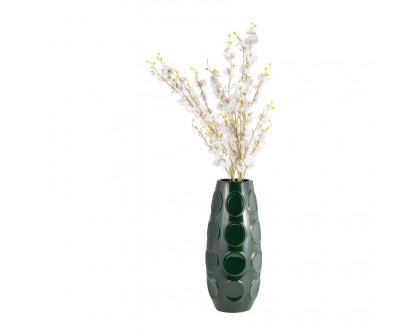 Sagebrook 17" Stoneware Circle Embossed Vase - Forest Green