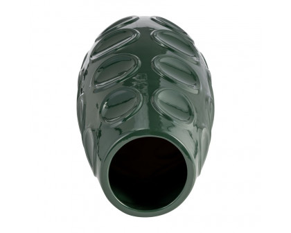 Sagebrook 17" Stoneware Circle Embossed Vase - Forest Green