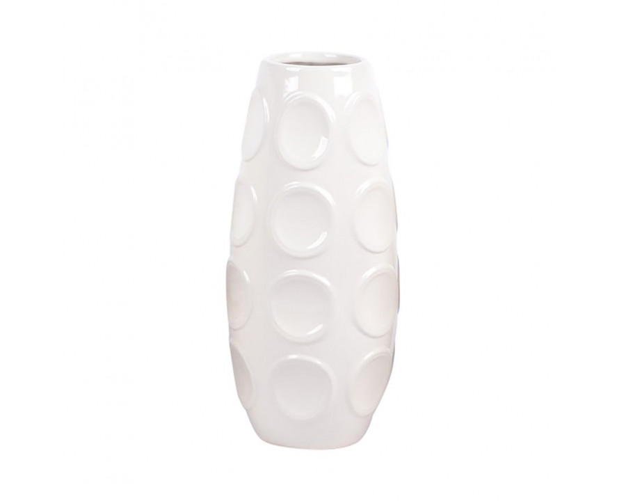 Sagebrook 13" Stoneware Circle Embossed Vase - Cotton