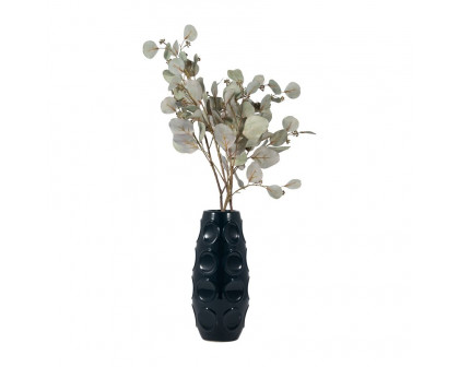 Sagebrook 13" Stoneware Circle Embossed Vase - Navy