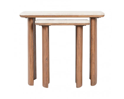 Sagebrook - Nested Travertine Side Table Set in Brown