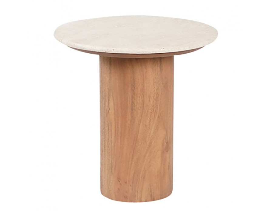 Sagebrook - Solid Acacia Wood Travertine Side Table in Brown