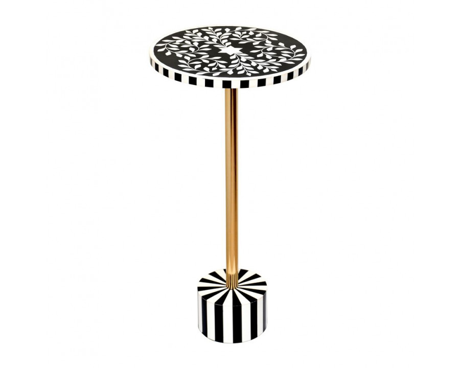 Sagebrook - Metal Harlequin Stripe Accent Table in Black/White