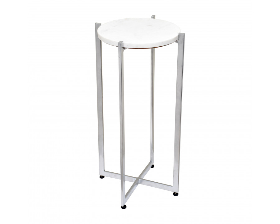 Sagebrook 23" Metal Round Marble Top Accent Table - Silver