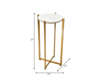 Sagebrook 23" Metal Round Marble Top Accent Table - Gold