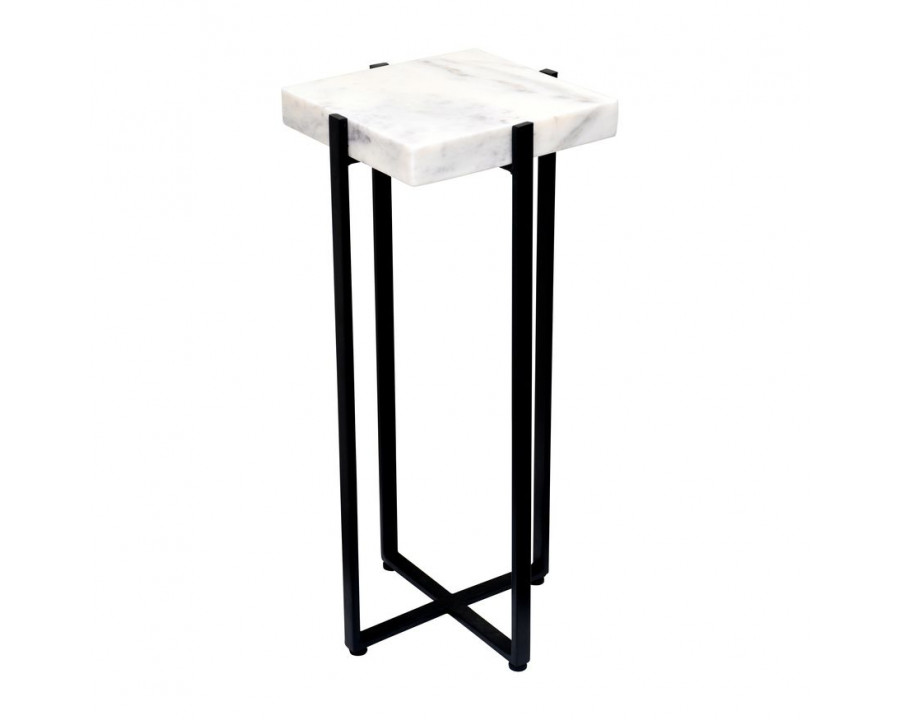 Sagebrook - Metal Square Marble Top Accent Table in Black