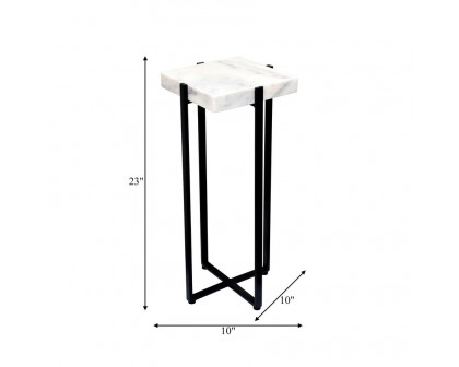 Sagebrook - Metal Square Marble Top Accent Table in Black