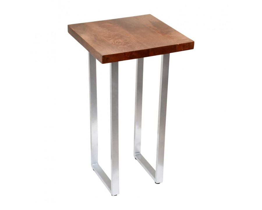 Sagebrook - Metal Square Wood Top Accent Table in Silver