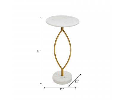 Sagebrook 25" Metal Loophole Table Marble Base - Gold