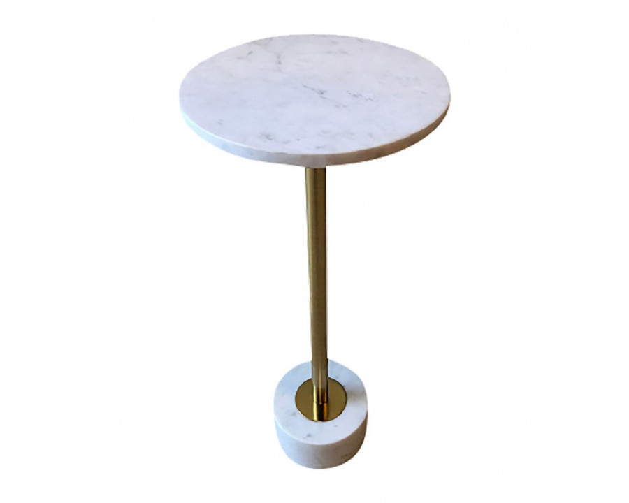 Sagebrook Metal Side Table With Marble Top - White/Gold