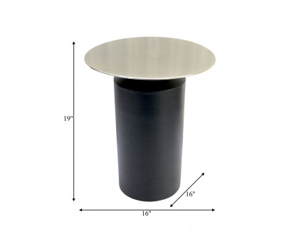 Sagebrook Metal Cylinder Accent Table - Black