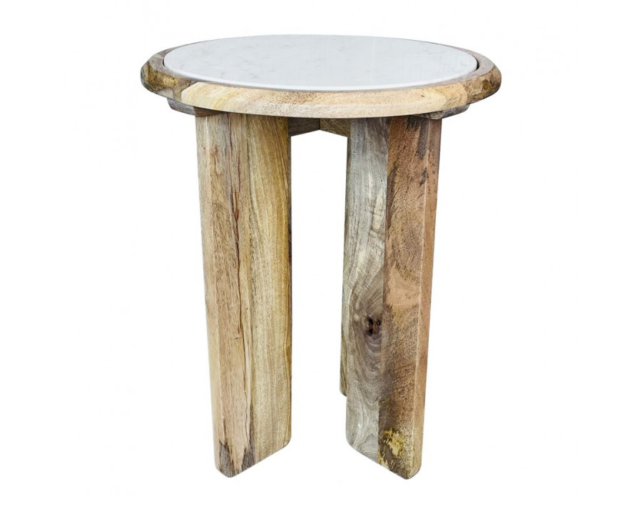 Sagebrook - Wood Asymmetrical Side Table With Marble Top in Natural