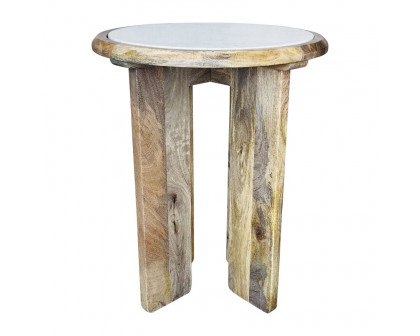 Sagebrook - Wood Asymmetrical Side Table With Marble Top in Natural