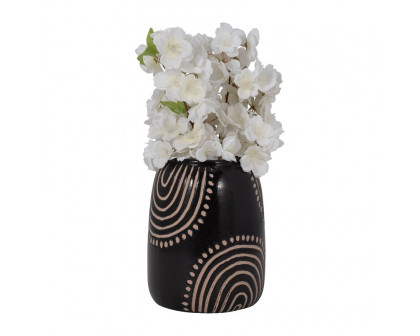 Sagebrook 9" Ceramic Tribal Arch Vase - Black/Tan