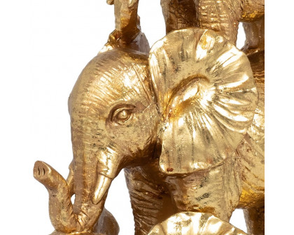 Sagebrook 10" Resin Stacked Raised Trunk Elephants - Gold