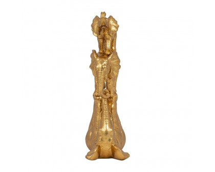 Sagebrook 10" Resin Stacked Playing Elephants - Gold