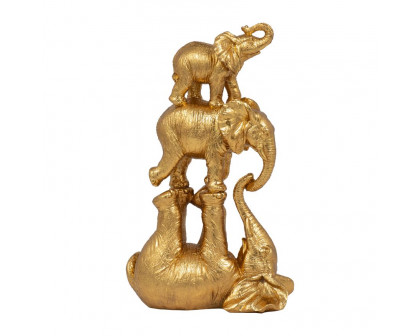 Sagebrook 10" Resin Stacked Playing Elephants - Gold