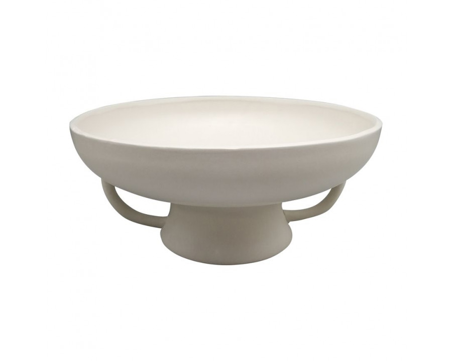 Sagebrook 12" Ceramic Bowl With Handles On Stand - Cotton