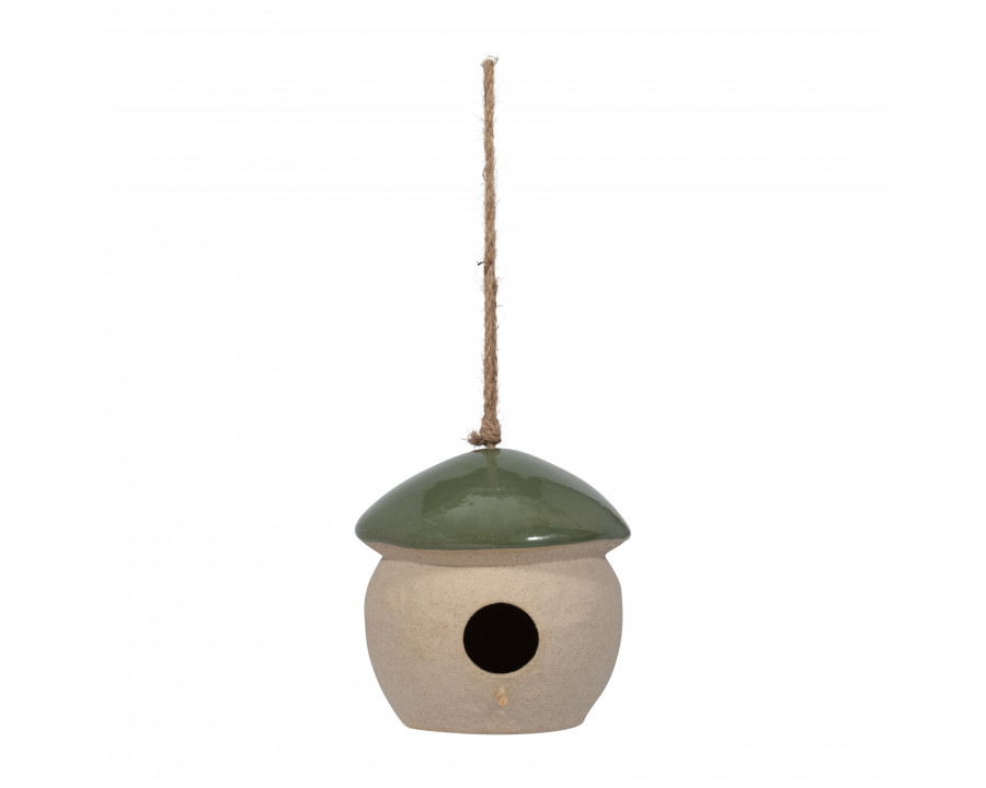 Sagebrook 6" Ceramic Round Bird Feeder - Green