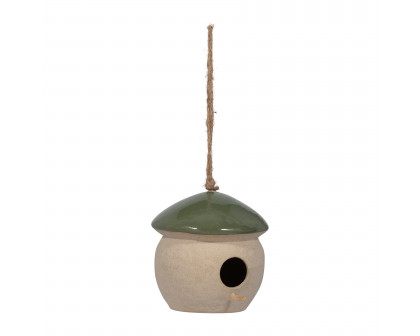 Sagebrook 6" Ceramic Round Bird Feeder - Green