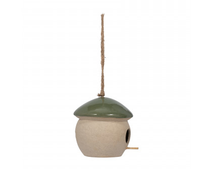 Sagebrook 6" Ceramic Round Bird Feeder - Green