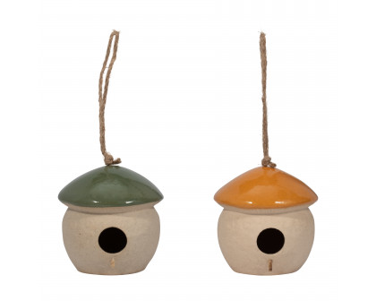 Sagebrook 6" Ceramic Round Bird Feeder - Green