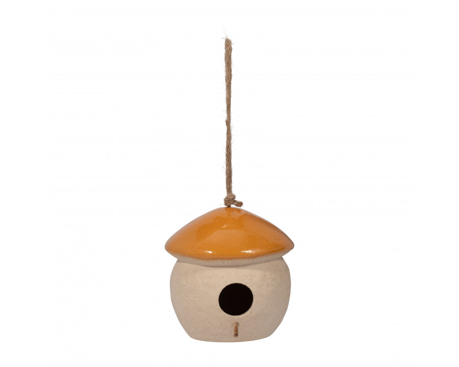 Sagebrook 6" Ceramic Round Bird Feeder - Dark Orange