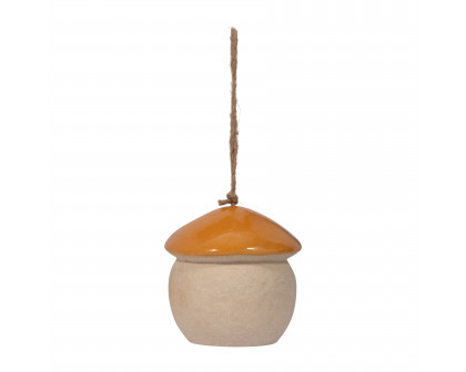 Sagebrook 6" Ceramic Round Bird Feeder - Dark Orange