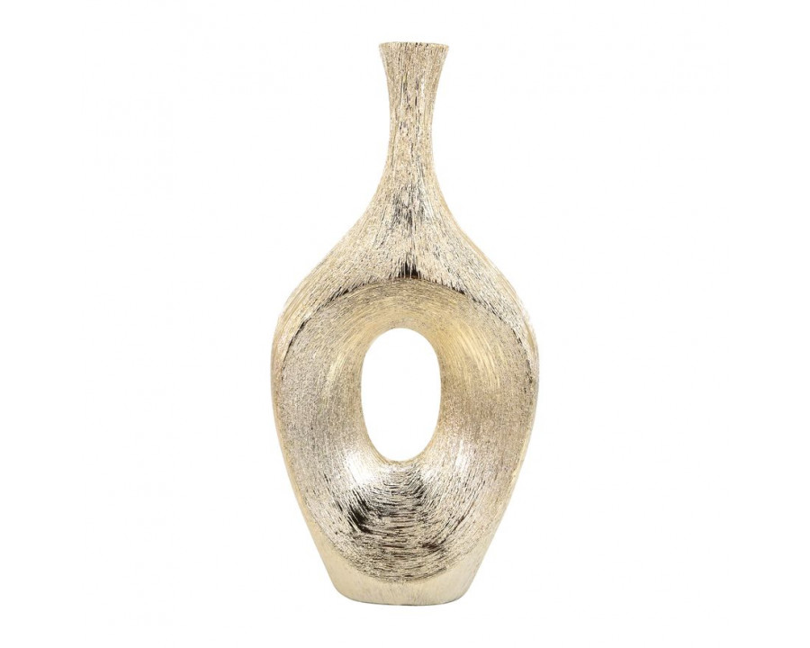 Sagebrook 19" Ceramic Scratched Open Cut Vase - Champagne