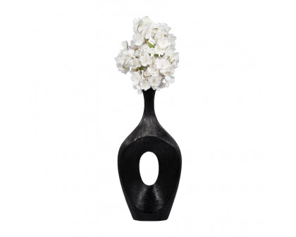 Sagebrook 19" Ceramic Scratched Open Cut Vase - Black