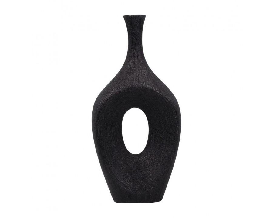 Sagebrook 19" Ceramic Beaded Open Cut Vase - Black