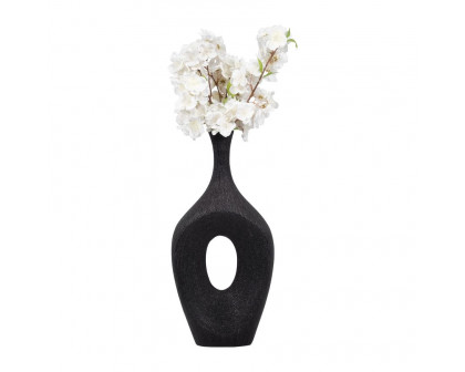 Sagebrook 19" Ceramic Beaded Open Cut Vase - Black