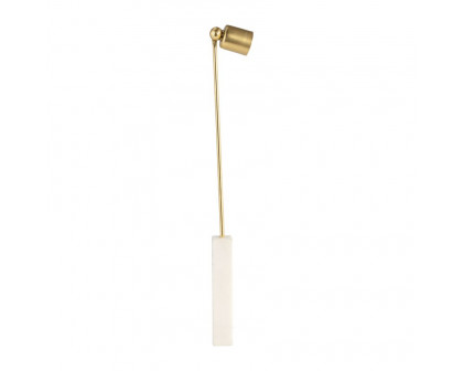 Sagebrook 12" Marble Round Candle Snuffer - Gold/White