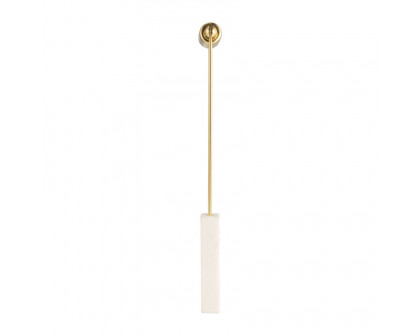 Sagebrook 12" Marble Round Candle Snuffer - Gold/White