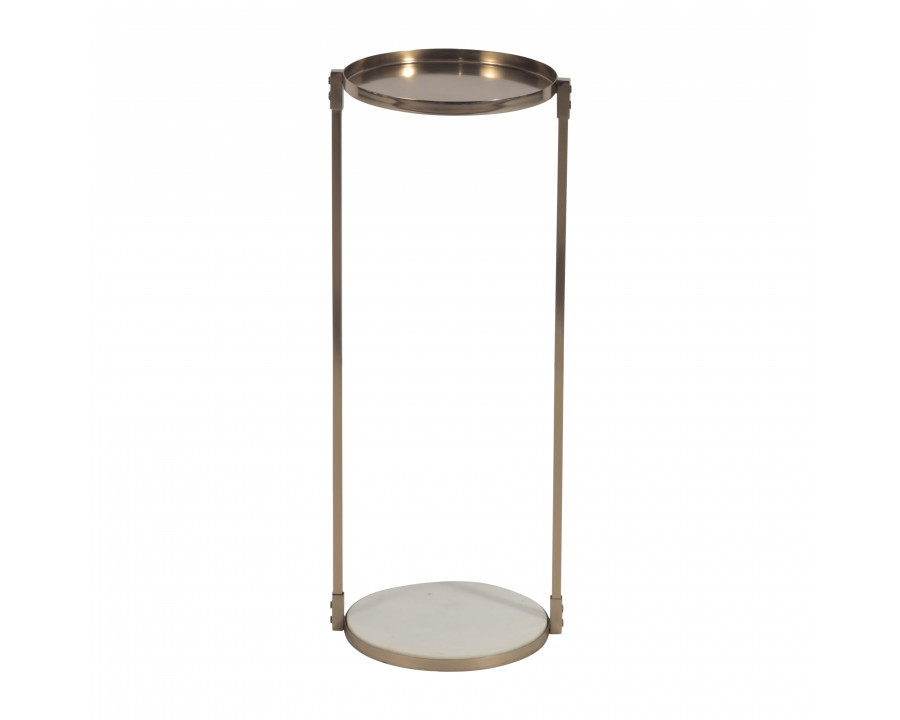 Sagebrook - 22" Metal Side Table Marble Bottom in Gold