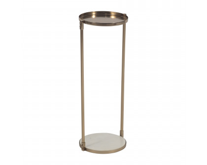 Sagebrook - 22" Metal Side Table Marble Bottom in Gold