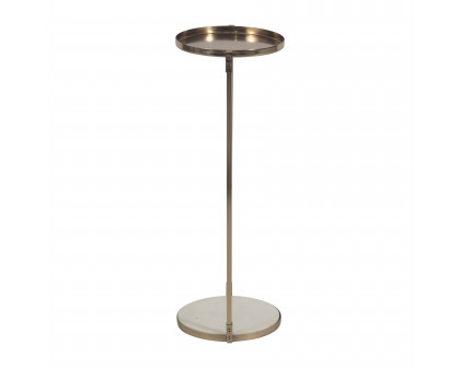 Sagebrook - 22" Metal Side Table Marble Bottom in Gold