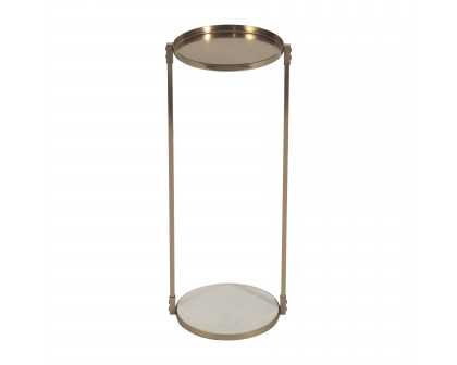 Sagebrook - 22" Metal Side Table Marble Bottom in Gold