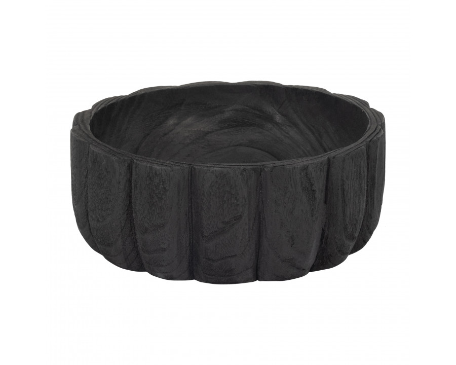 Sagebrook 9" Wood Scalloped Bowl - Black