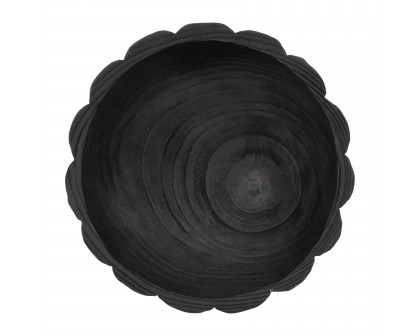 Sagebrook 9" Wood Scalloped Bowl - Black