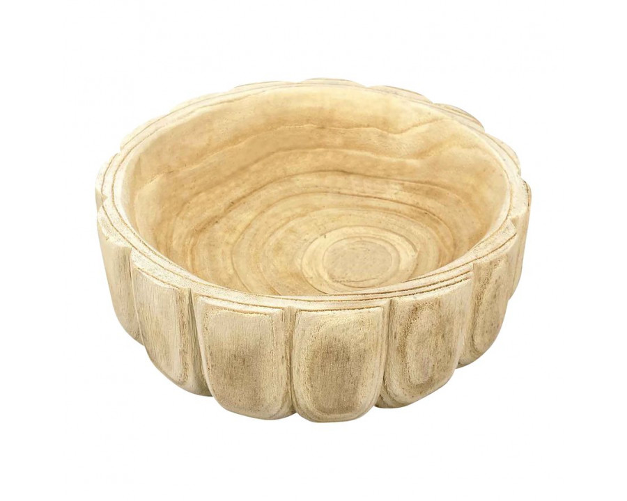 Sagebrook 9" Wood Scalloped Bowl